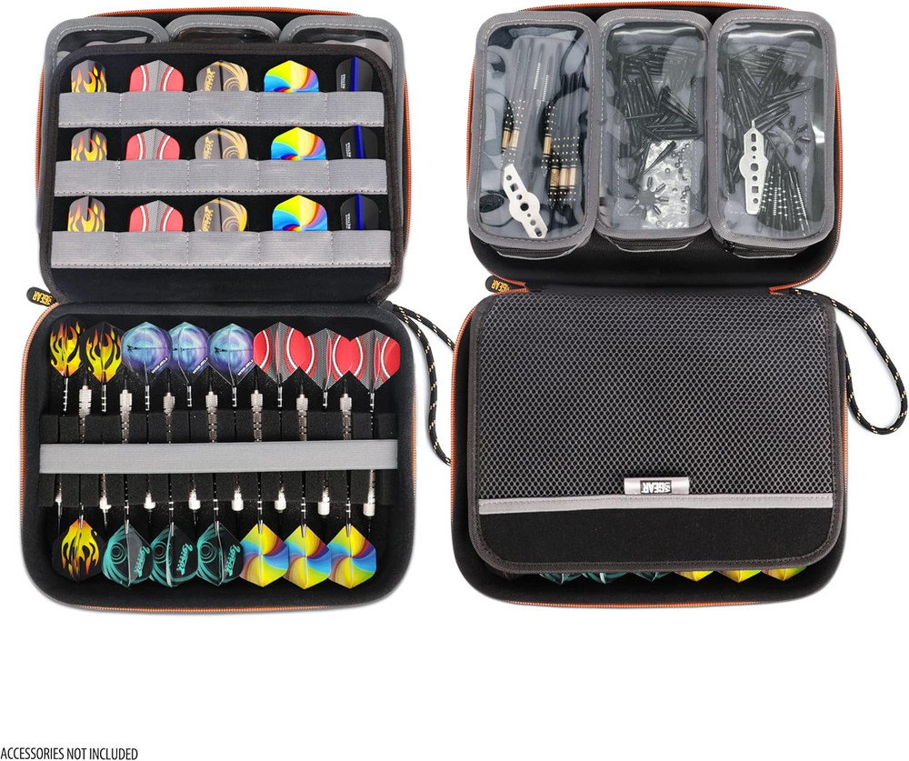 XL Semi Hard Shell Dart Case - Protective Case for 15 Piece Dart Set, Tips, Flig