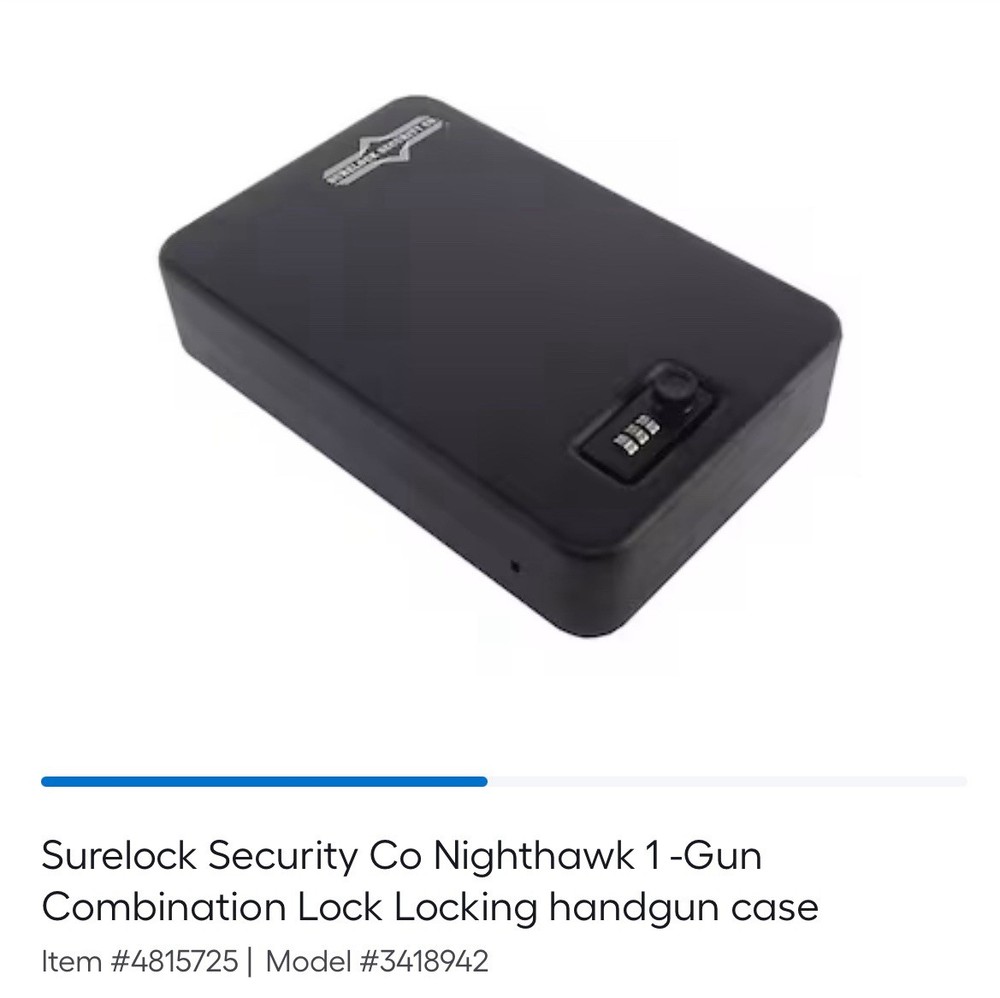 Surelock Security Co. Nighthawk 1 Gun Combination Lock Locking Handgun Case