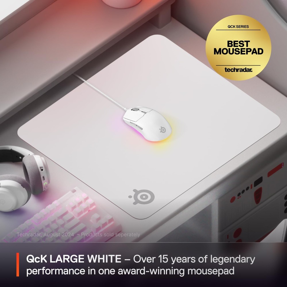 SteelSeries QcK Cloth Gaming Mouse Pad - Micro-Woven Surface - Optimized Trackin