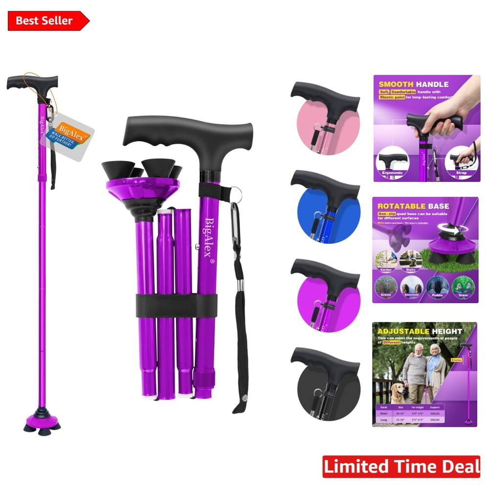 Folding Walking Cane for Seniors - Adjustable & Portable for Enhanced Mobility
