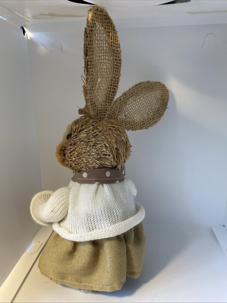 Straw Bunny Holding Carrot