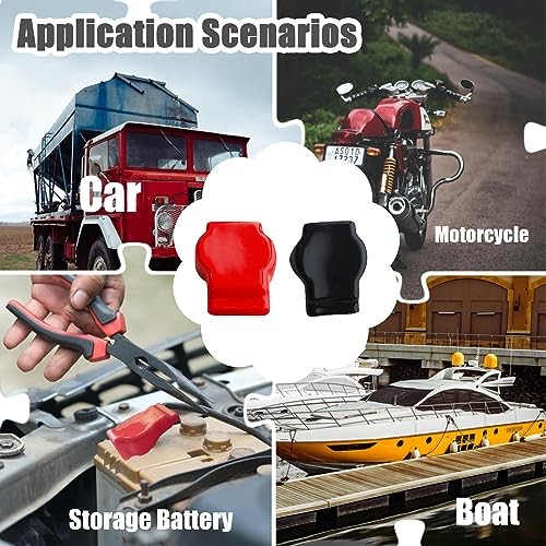 Battery Terminal Covers 4 Pack (2 Red 2 Black), Flexible PVC Insulating Caps