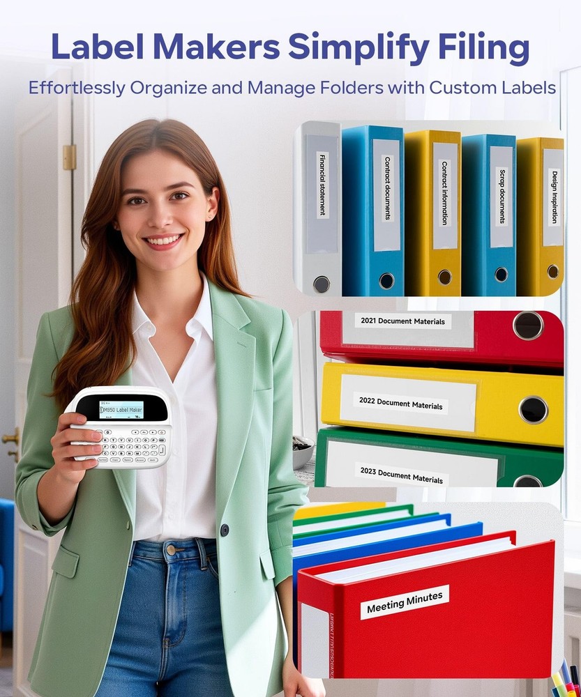 Label Maker Machine with Tape, Rechargeable Backlit Bluetooth Labelmaker, for...