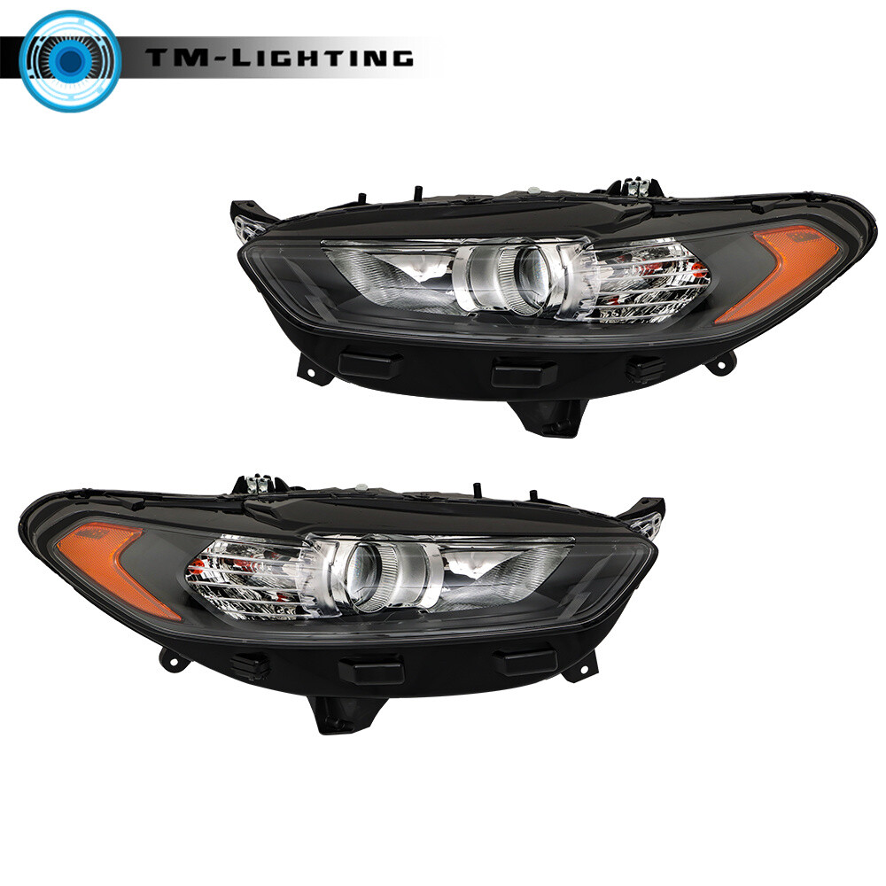 For 2013-2016 Ford Fusion Headlight Headlamps Assy Black Halogen Left&Right Side