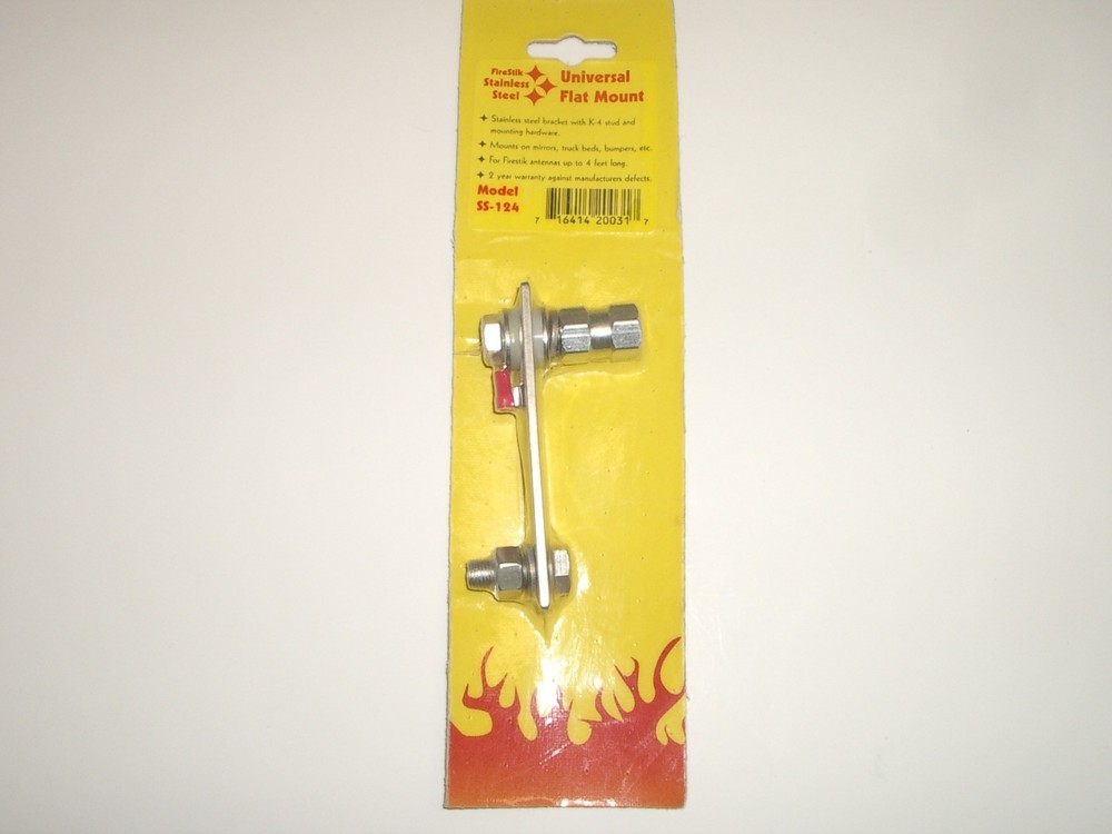 FIRESTIK SS-124 FLAT BAR STAINLESS STEEL ANTENNA MOUNT BRACKET w/ LUG STUD