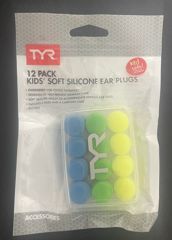 TYR 12 Pack Kids Soft Silicone Ear Plugs