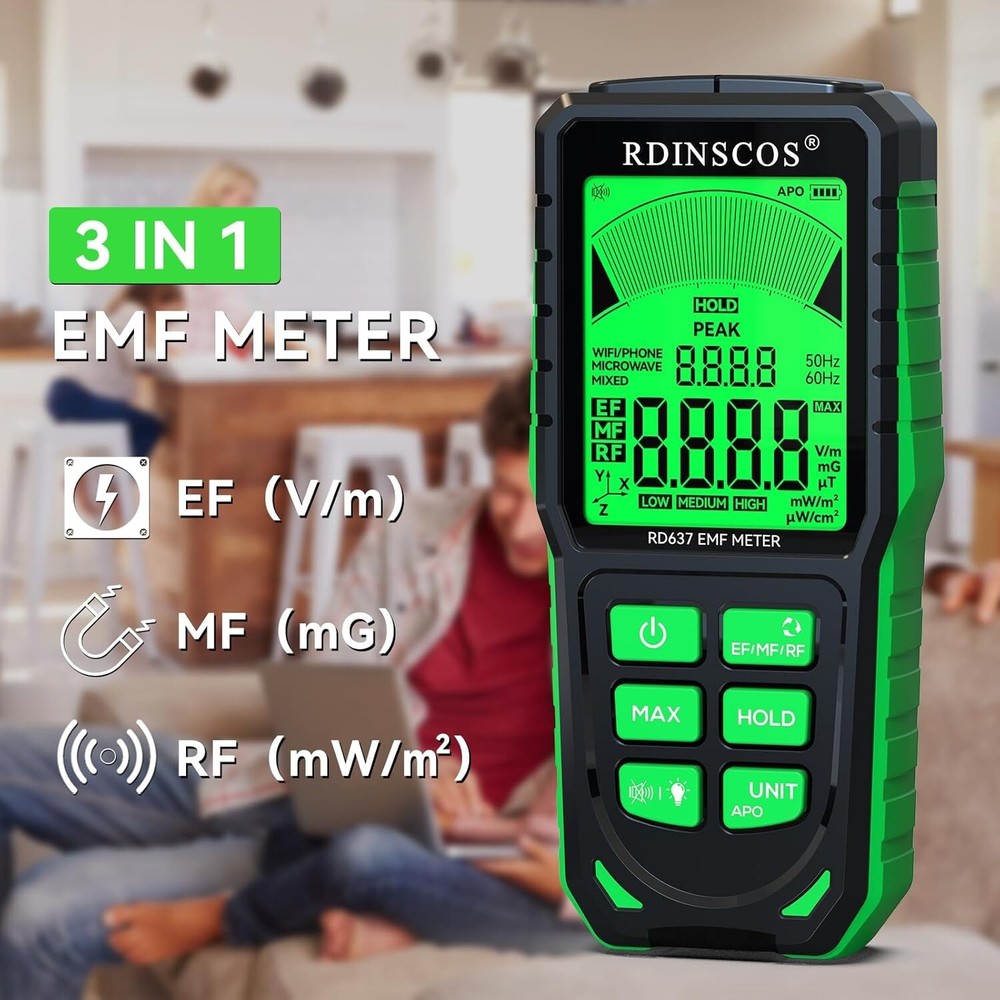3-in-1 EMF Meter: Real-Time Electromagnetic Field Detector with Alarm System