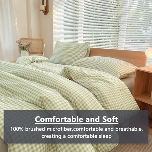 Comforter Set, Sage Bedding Comforter Sets, Green Grid Bed Queen Green Gingham