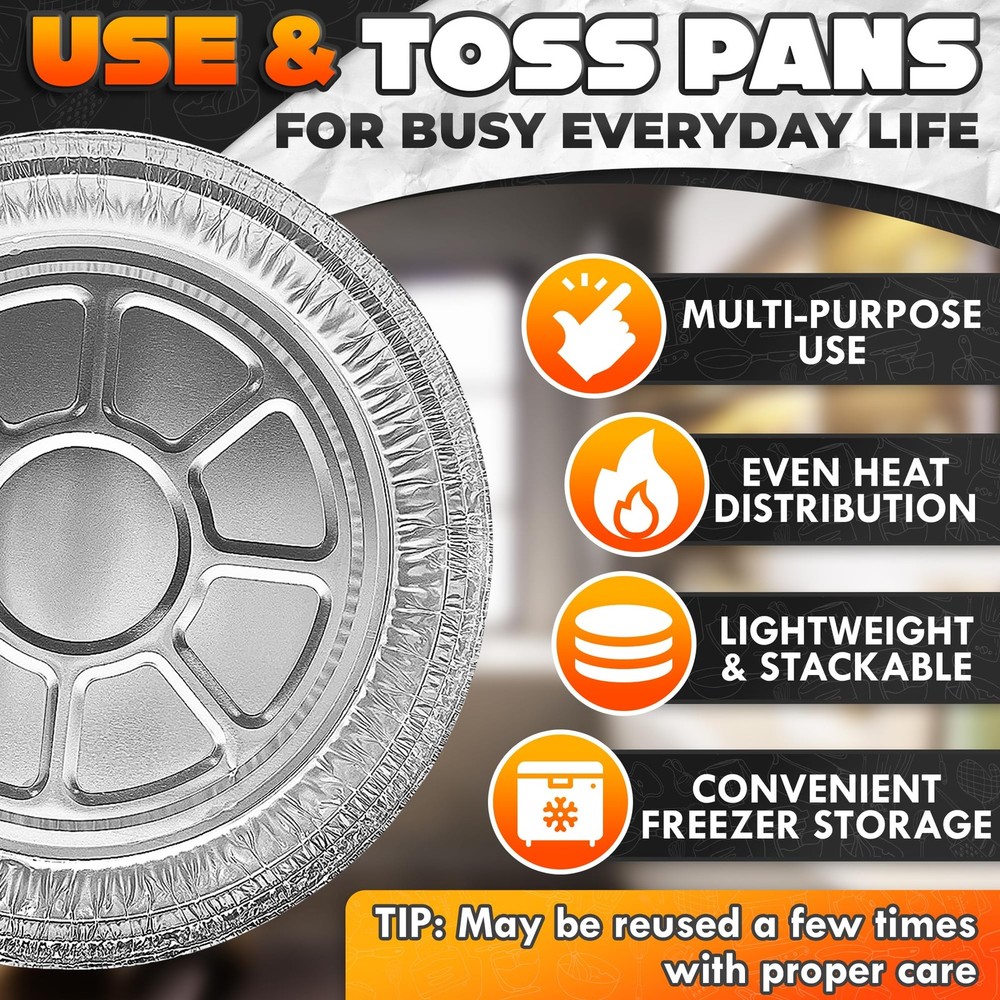 Round Foil Cake Pans â€“ 50 Pack 6" Reusable Aluminum Baking Pans | Stackable