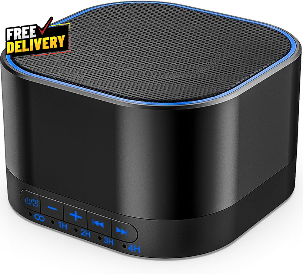White Noise Machine 20 Non-Looping Sounds 32 Volume Levels AC/USB Timer Black