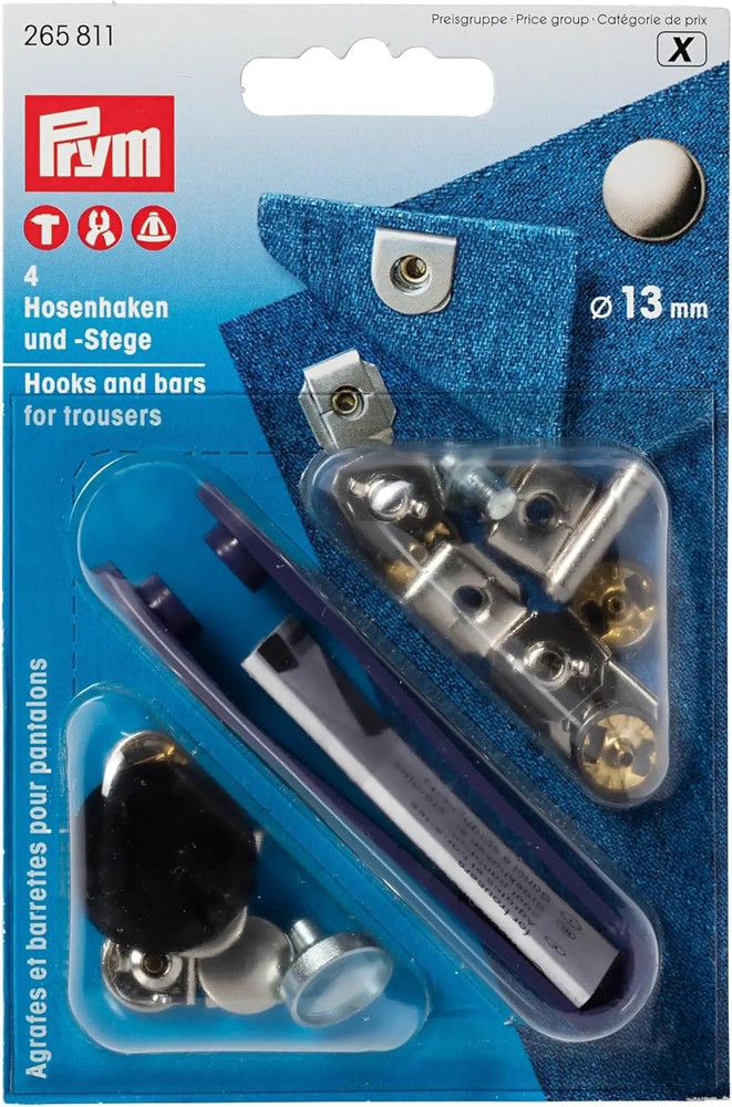 Hooks & Bars for Trousers 13 Mm Brass 4 Pcs