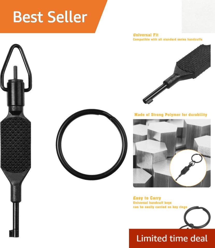 Compact 4-Inch Polymer Handcuff Key with Detachable Keyring for Easy Access