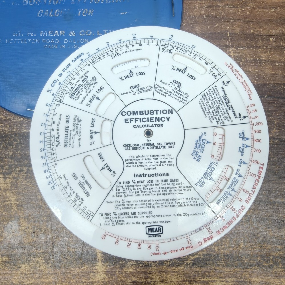 M H Mear & Co Combustion Efficiency Calculator Made England