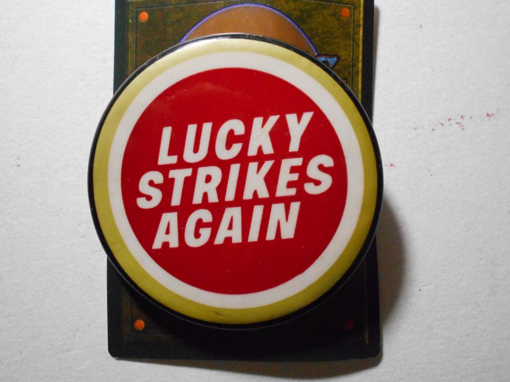 AD0038: Lucky Strikes Again pinback button - Lucky Strike Cigarettes 2.5"