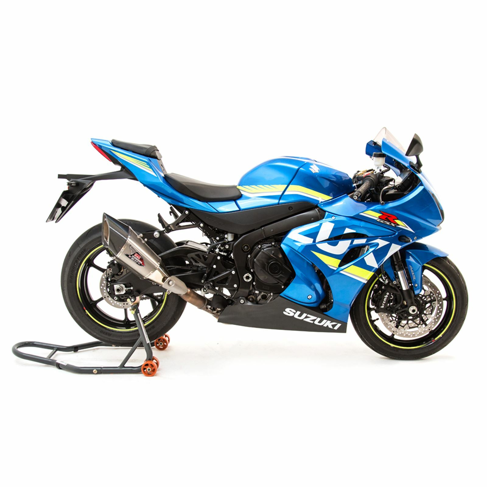 MPW Race Dept for Motorcycle Rear Paddock Stand with V-Adapters in Grey/Orange