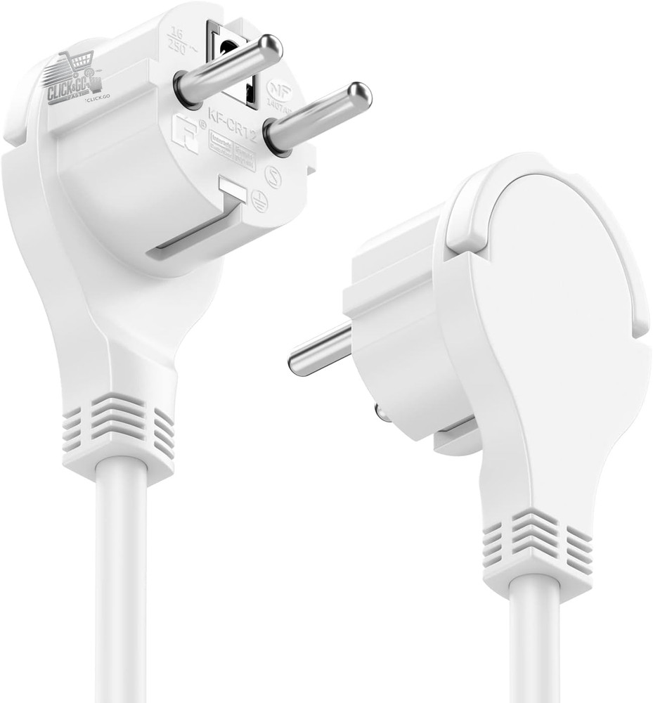 6 Seater Flat Plug Space Saving Cable 5m Electric Extension White In