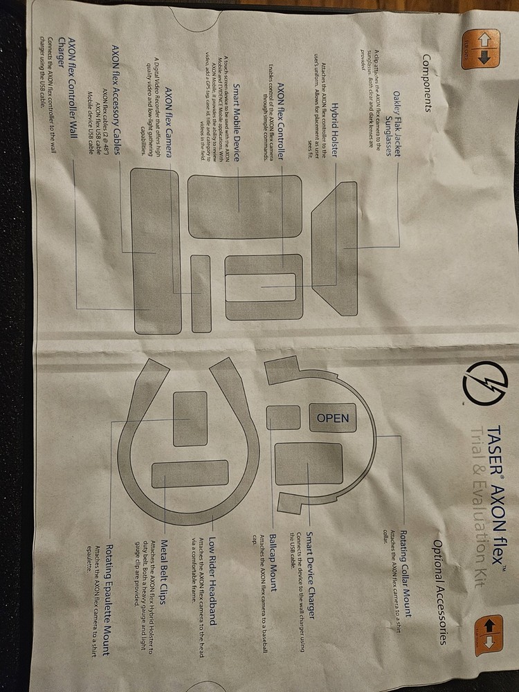 Axon Taser Flex Body Camera full kit, Camera, Multiple Mounts.