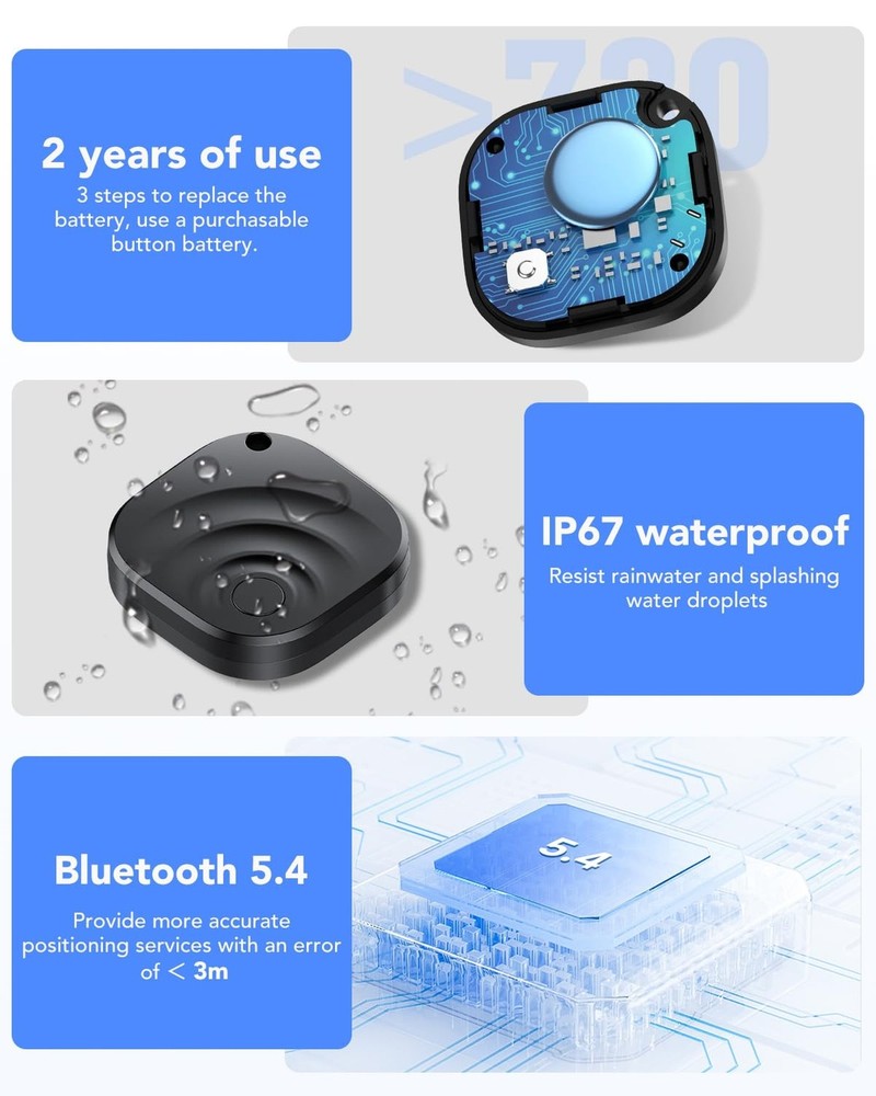 4 Pack Dual System Tracker for iOS and Android Bluetooth Tracker Smart Tags C...