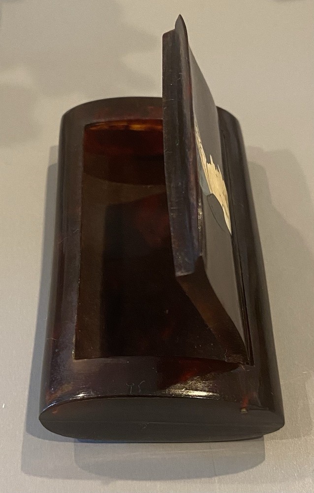 Rare Unique Antique Hand painted Lucite Snuff Box