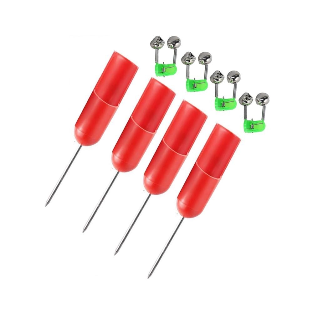 FASPLORE 4-Pack Fishing Pole Holders Ground, Rod Holder, Medium, red