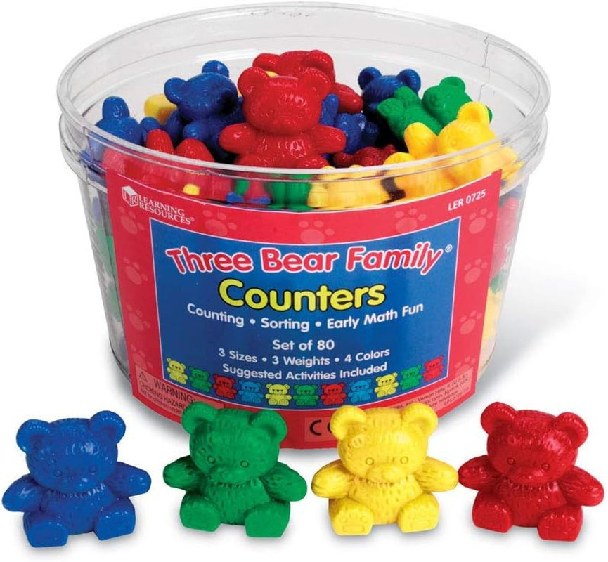Bear Counters Set, Counting, Color & Sorting Toy, Set of 80, Ages 3+, Multicolor