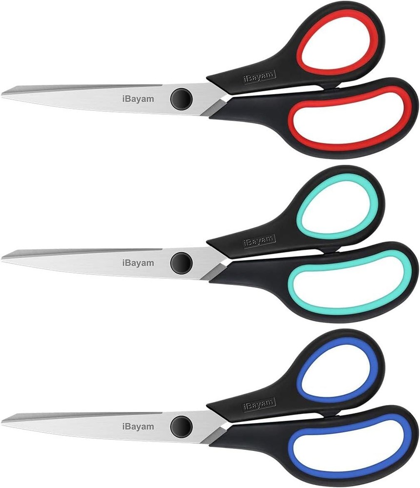 3-Pack 8" Sharp Heavy Duty Scissors for Office Home Sewing Crafts