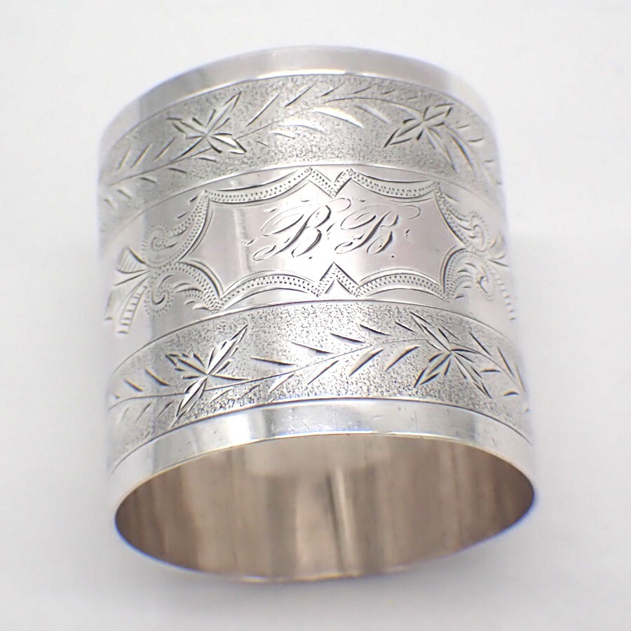 Bright Cut Engraved Napkin Ring Sterling Silver Mono BB