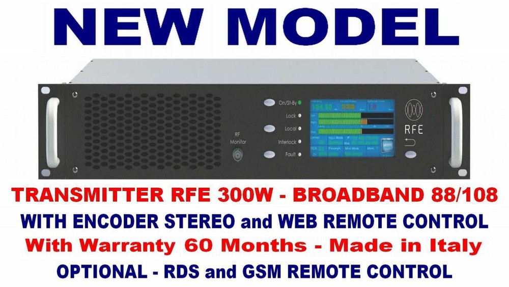 Broadcast Prof 300w FM Stereo Transmitter Wide Band 88 108Mhz WARRANTY 5 YEARS