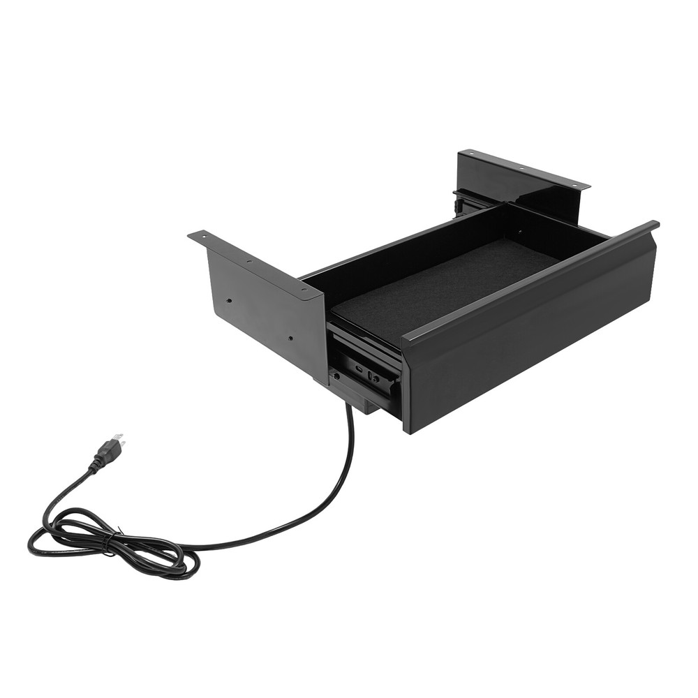 Under Desk Mounted Sliding Pull-out Storage Drawer with Built-in Power Strip