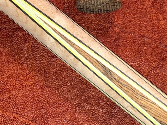 TNT 4 Point Prong Pool Cue Front. Bocote into Maple.