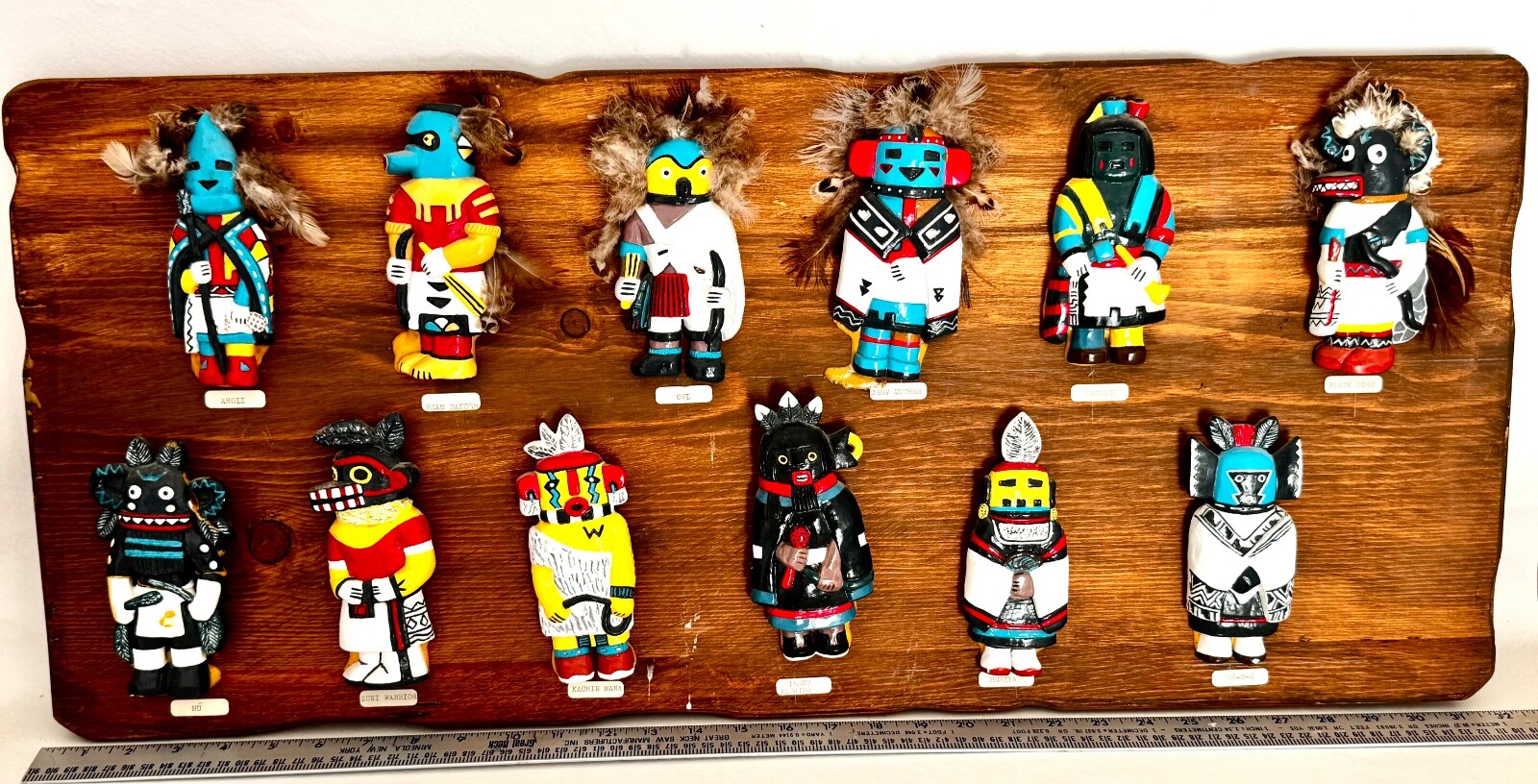 Hopi Wall Art 12 Hand Made Kachina-6"- on Wood Plaque 32" x 14" Native American