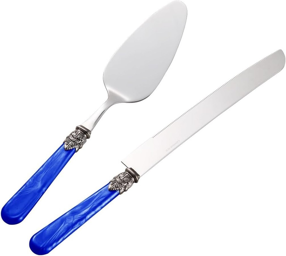 Fancy Italian Design X-Pearl Cake Knife & Server Set - 2pc Gift/Wedding