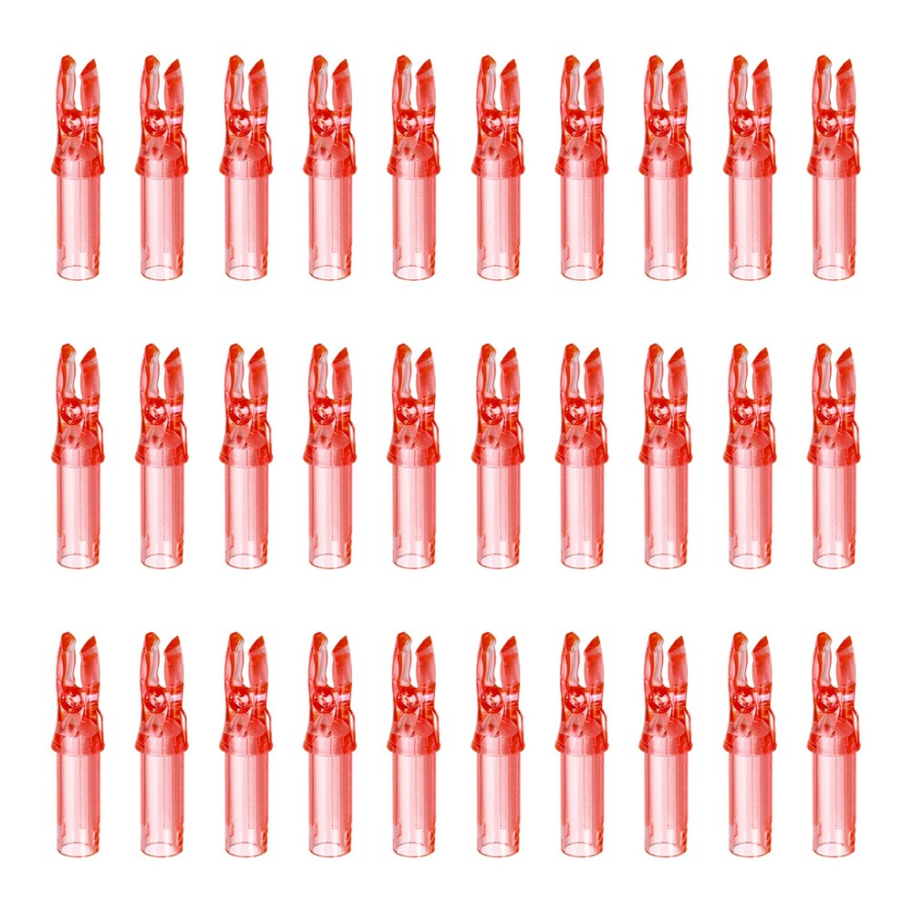 Plastic Archery Arrow Nocks .244"/6.2mm(Transparent Red, Pack of 30)