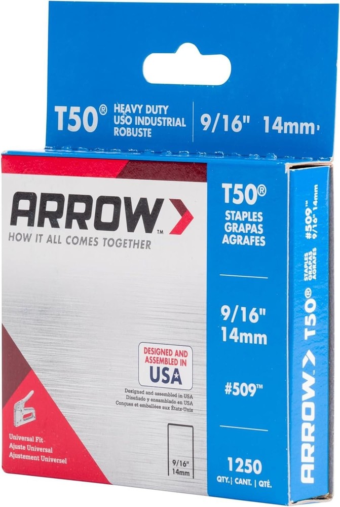 Arrow T50 9/16 Staples, 1250 Count