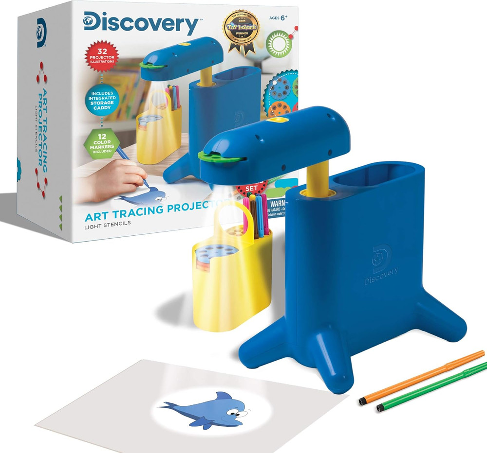 Discovery™ Art Tracing Projector Kit - 32 Stencils, 12 Markers, 20 Paper Sheets
