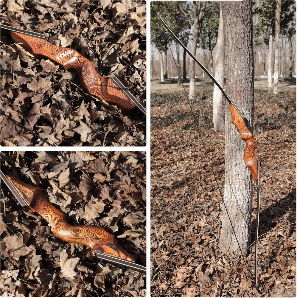 60 Inch Black Hunter Longbow 20-60 Lbs Archery Bow with Stringer Tool Right Hand