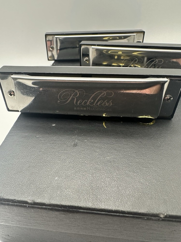 3 Reckless Harmonics With Case Keys E-A-G (3 Harmonicas)