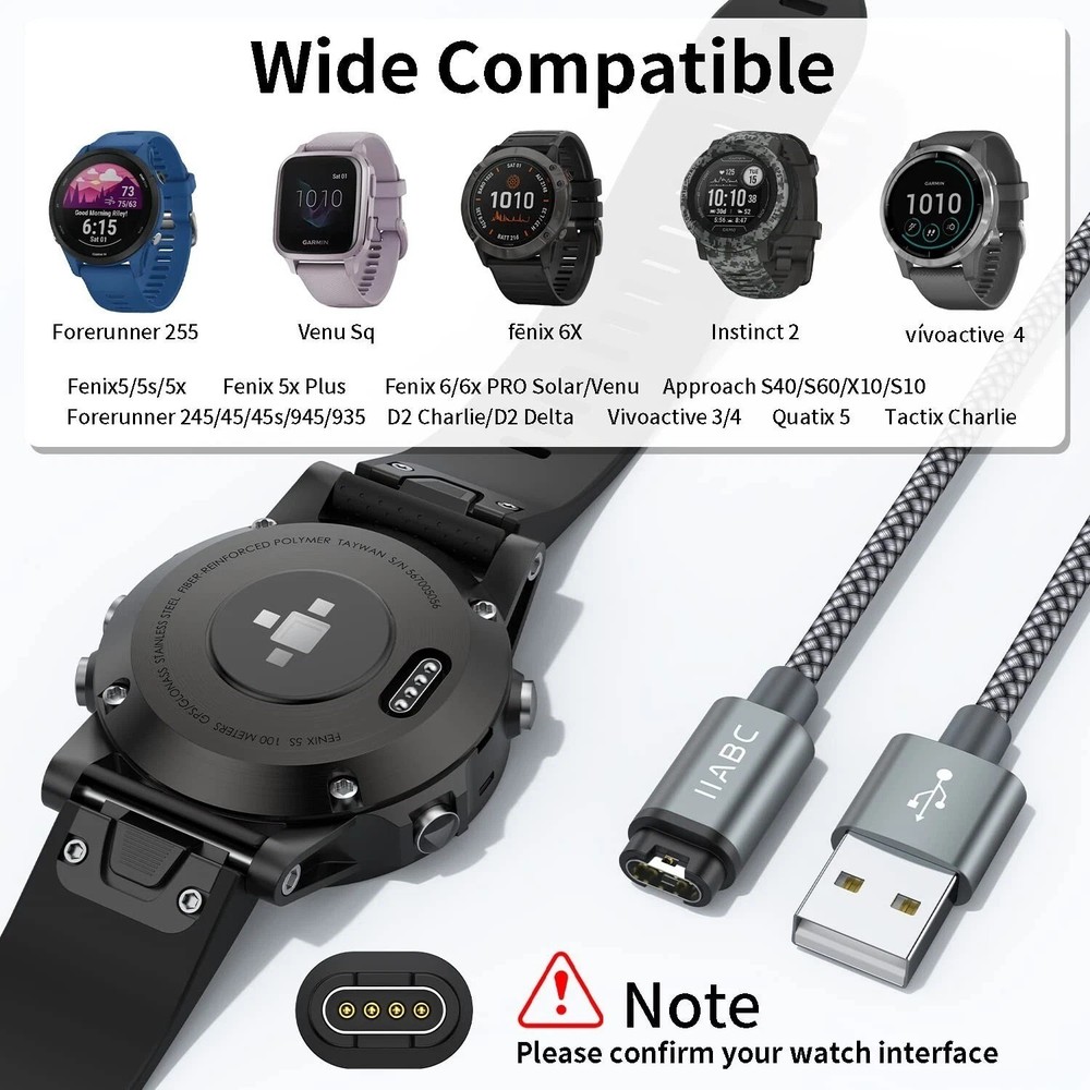 Compatible for Garmin Watch Charger Cable 1 or 2 Pack