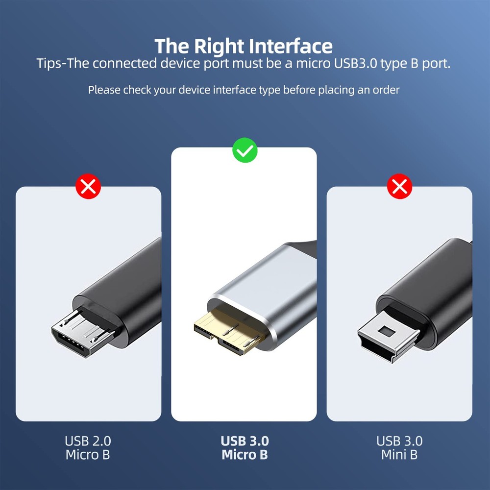 CLAVOOP USB 3.0 Micro B Cable 3 FT, External Hard Drive 5 3 Feet, Grey