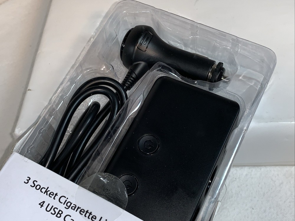 3 Socket Cigarette Lighter Splitter 4 USB Car Charger 3ft Charging Cable Smart