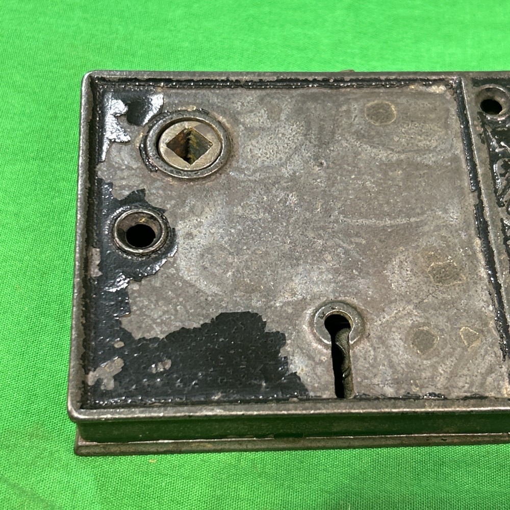 Antique Cast Iron Rectangle Surface Rim Door Lock Working Bradford Lock Works