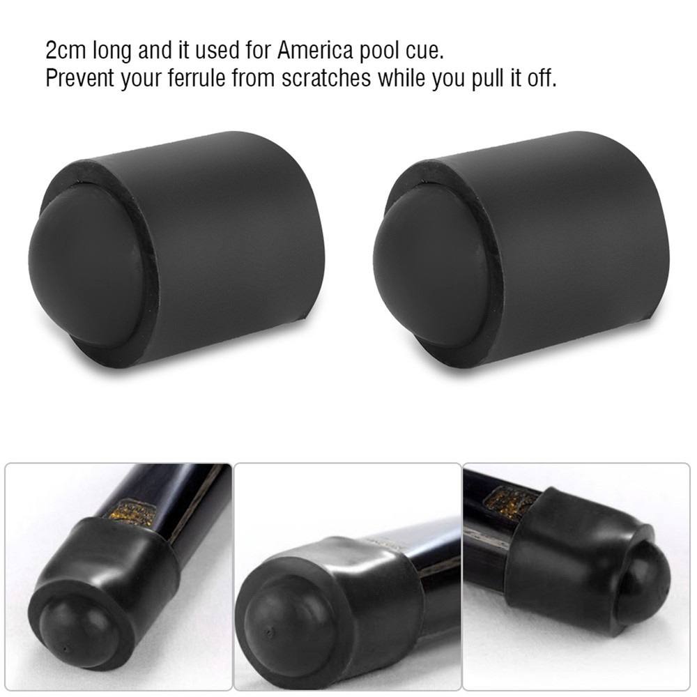 (Black)10pcs Pool Tip Rubber Cover Billiards Cues Stick Protection FF