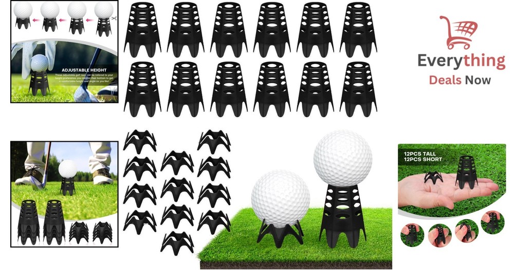 Golf Practice Tees 24pcs - Plastic Simulator Tees for Driving Range & Indoor Use