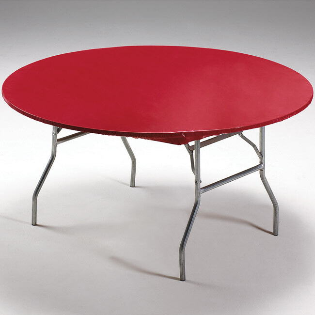Red Round Stay Put Elastic Fitted Plastic Tablecloth 60" Tablecloth Tableware