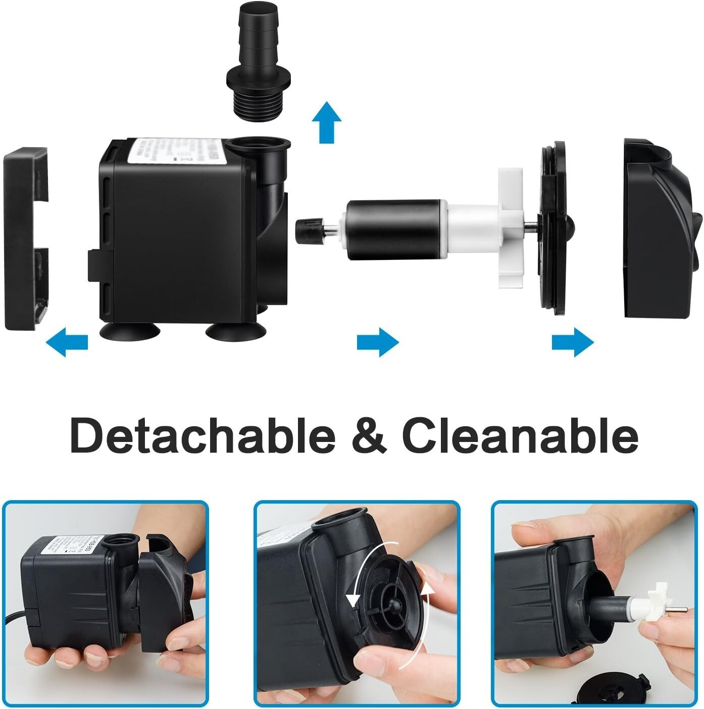 160GPH Aquarium Water Pump Adjustable Submersible Pump for Fish Tank Statuar