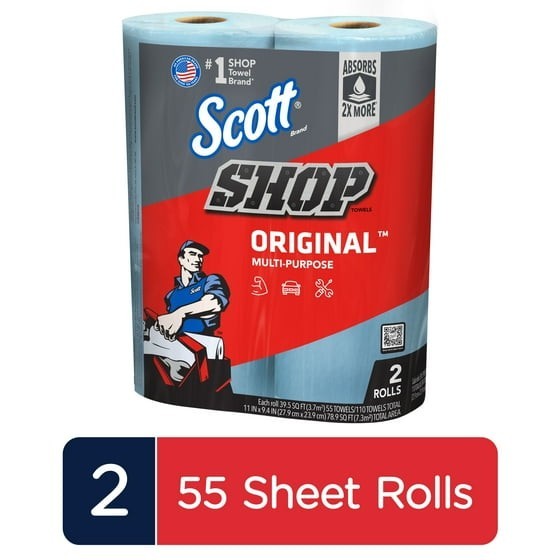SCOTT Professional Multi Purpose Shop Paper Towels 55 Sheets Roll 2 Rolls