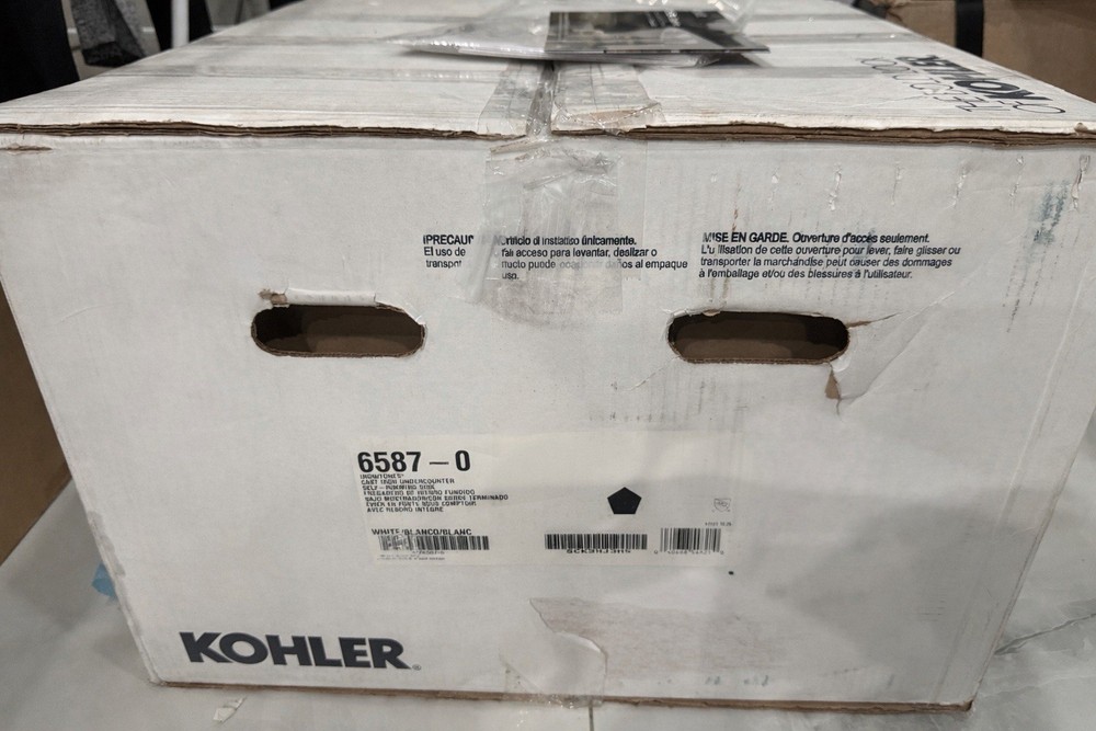 Kohler 6587-0 White Vitreous China Rectangular Undermount Bathroom Sink