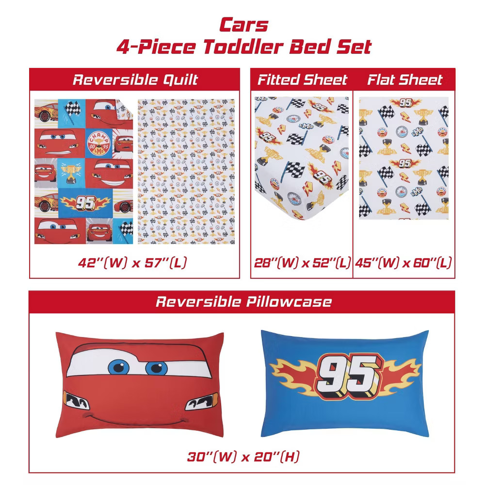 4pc Cars Toddler Bed Set