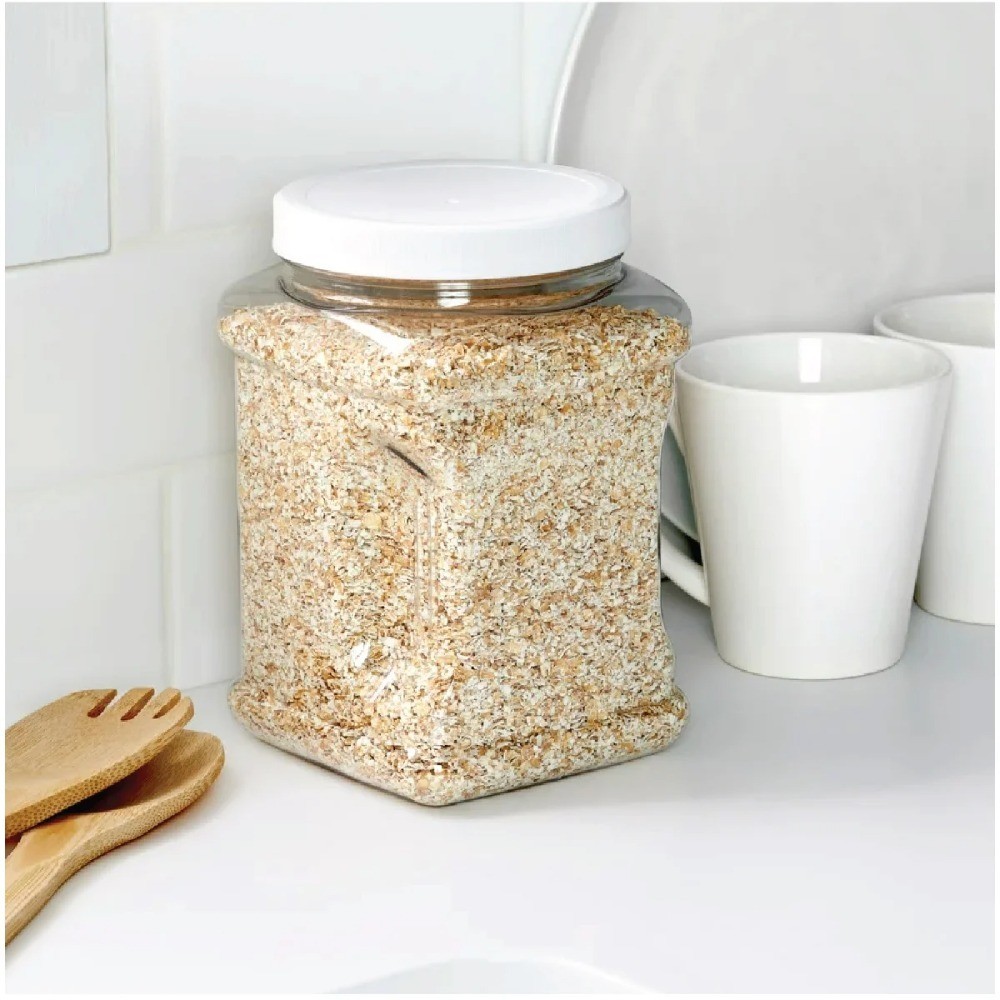 2-Pack 2-Quart Clear Plastic Canister Food Storage Container with White Twist