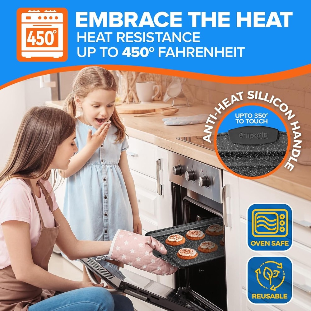 Baking Pan Set Nonstick Coating Carbon Steel Bakeware Set W/ Gray Silicone